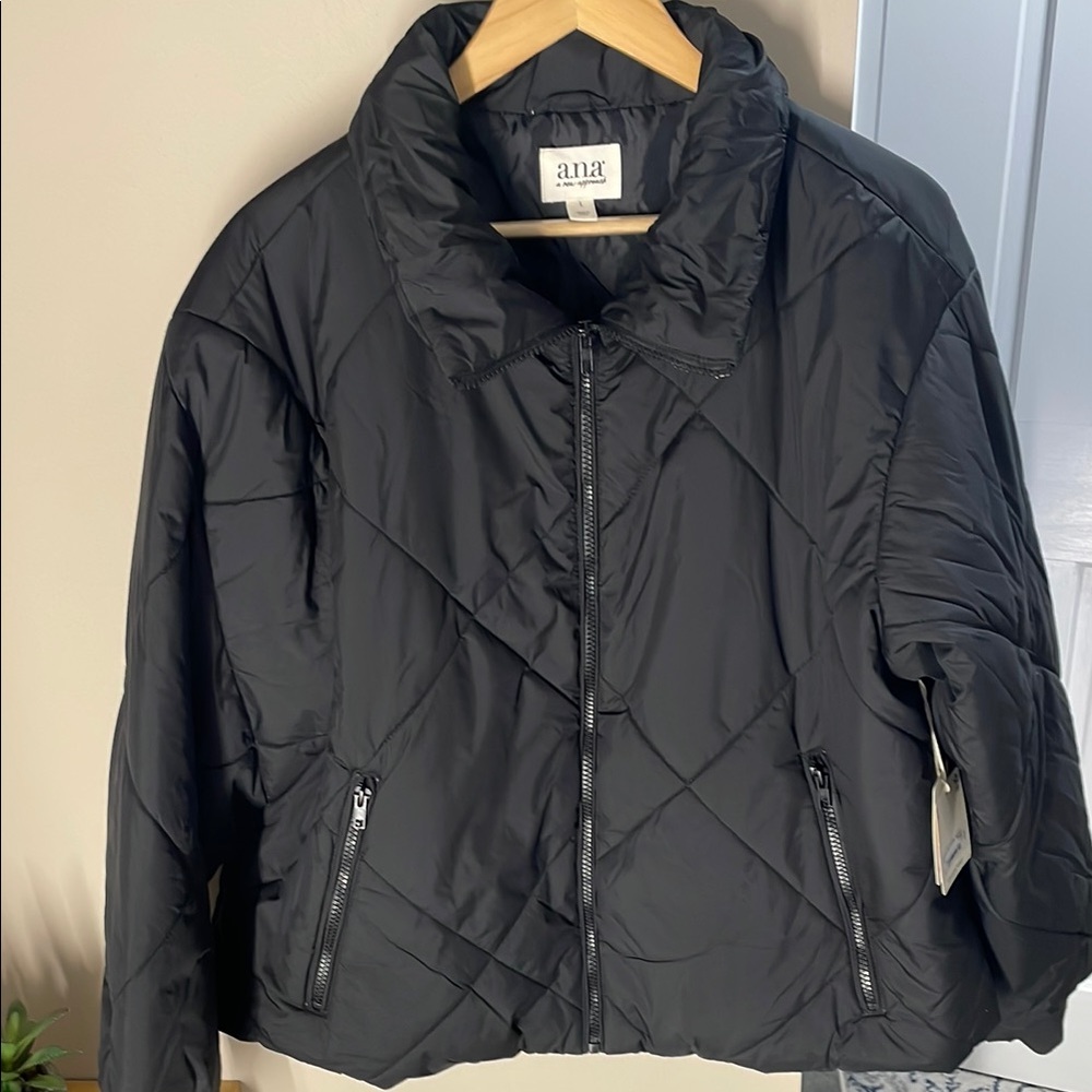 ANA black zip up puffer jacket